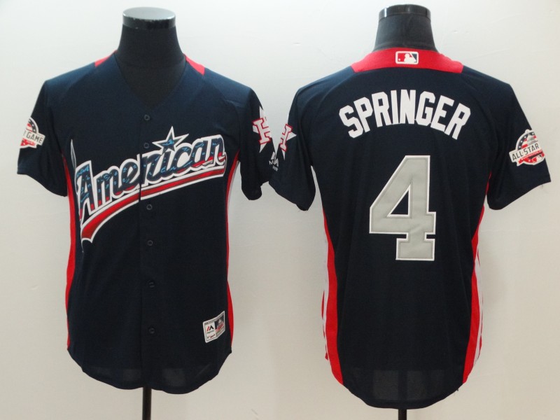 American League #4 George Springer Navy 2018 MLB All-Star Game Home Run Derby Jersey - Click Image to Close